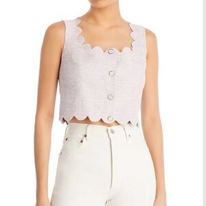 NWT AQUA Tweed Scalloped Crop Top Size M